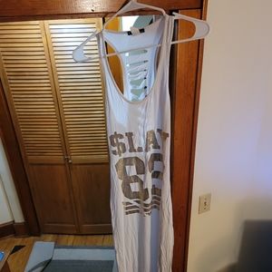 Cleo Apparel long white dress with" $lay 63"